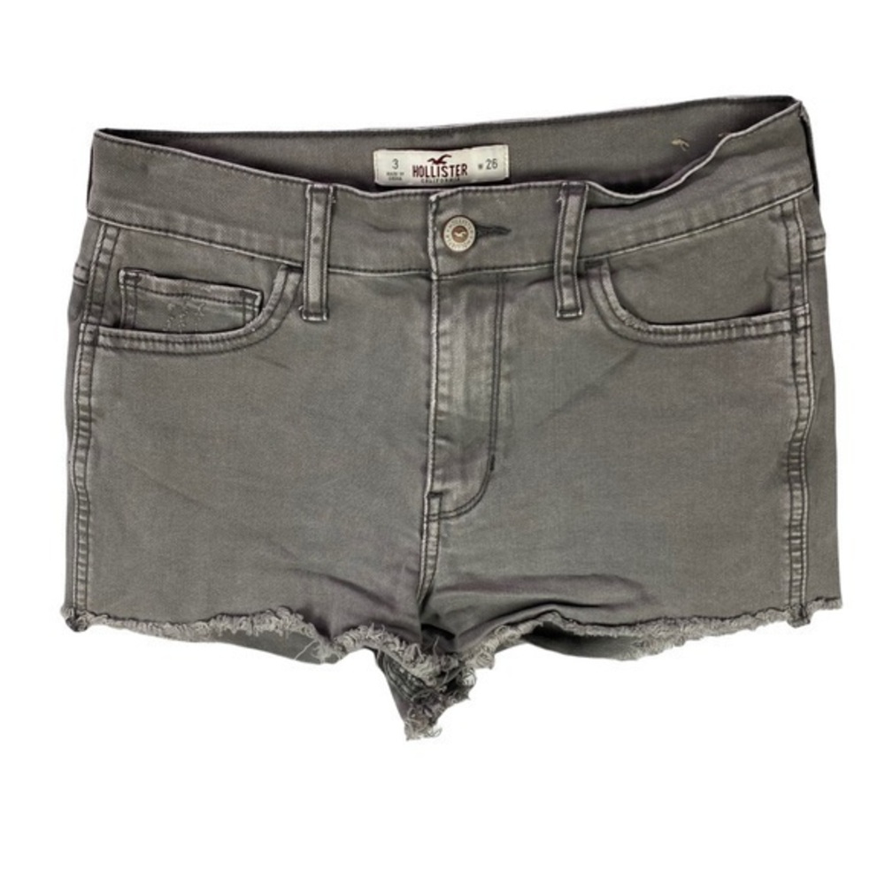 Hollister Womens Shorts Size 26 Gray Denim Stretch Mid Rise Cutoff‎ Distressed